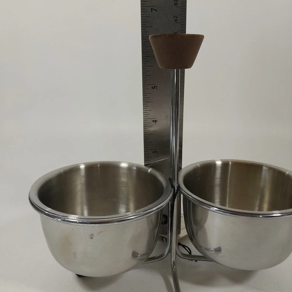 Vtg MCM 2- Condiments stainless steel caddy‎